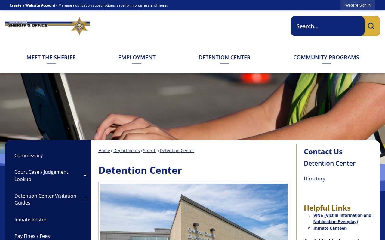 Garland County Detention Center recent arrest roster page